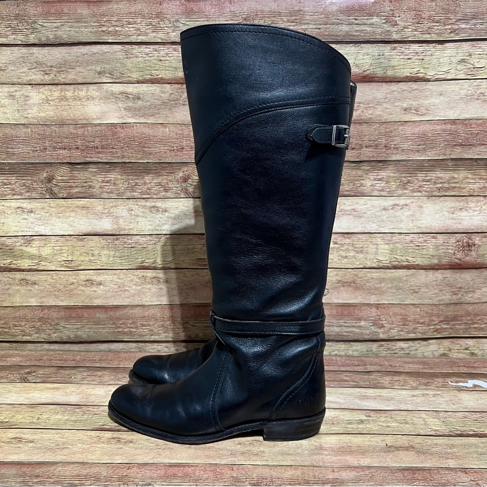 Frye Black Leather Dorado Boots